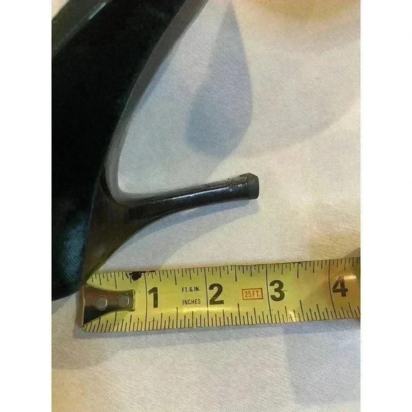 Céline Dark Green Velvet Open Peep-toe High Heels Size 7.5 US 37.5 Italy Pumps - Picture 8 of 11